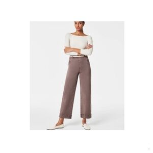 Spanx Stretch Twill Crop Wide Leg Pant Size Small Smoke